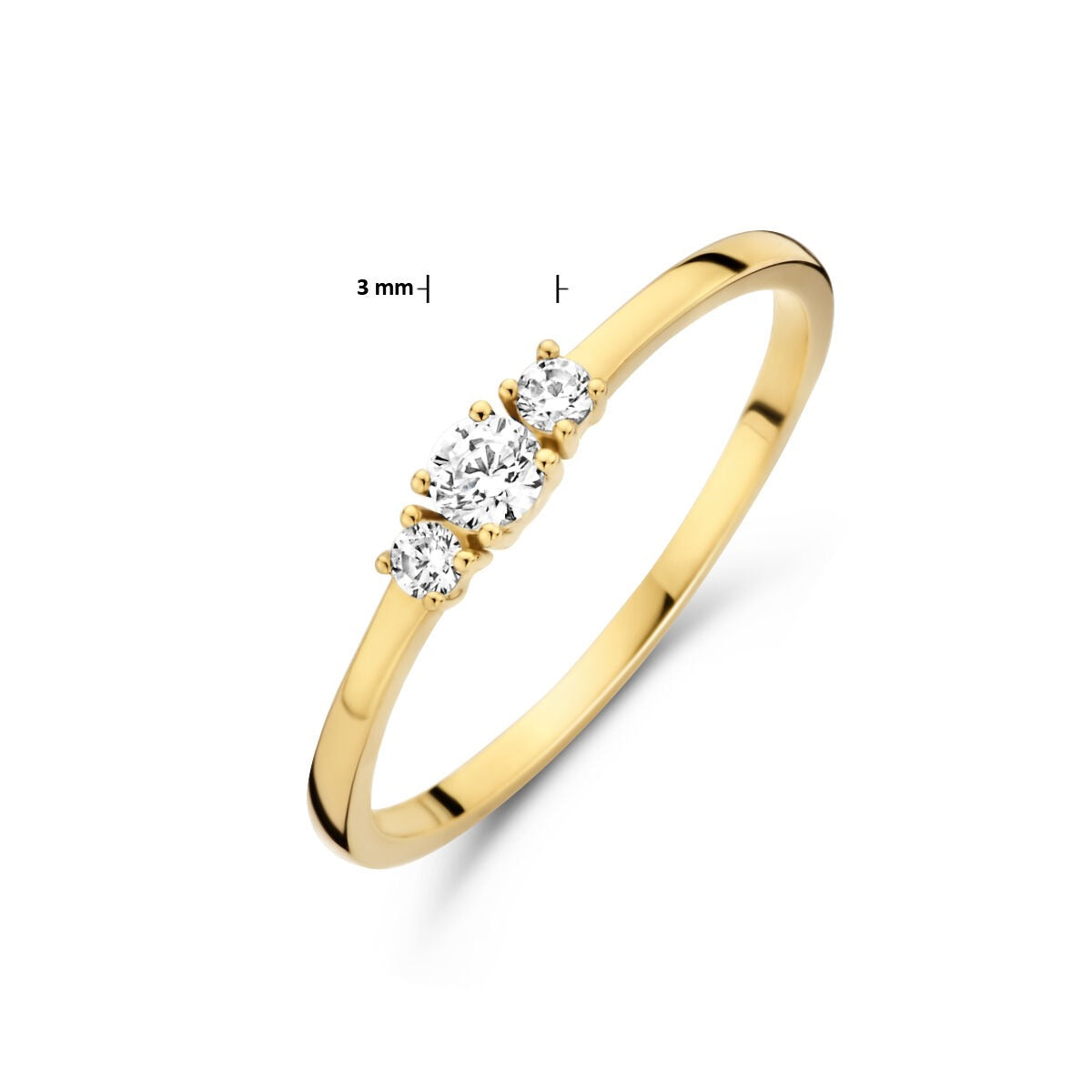 Anello da donna in oro giallo 9k con fila di zirconi