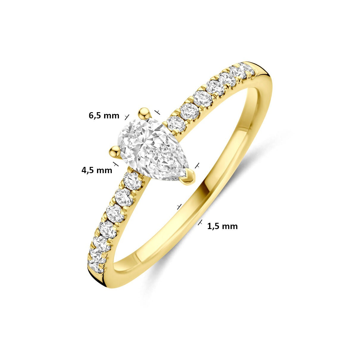 Anello in Oro 14k con Diamante Lab Grown – Taglio a Pera