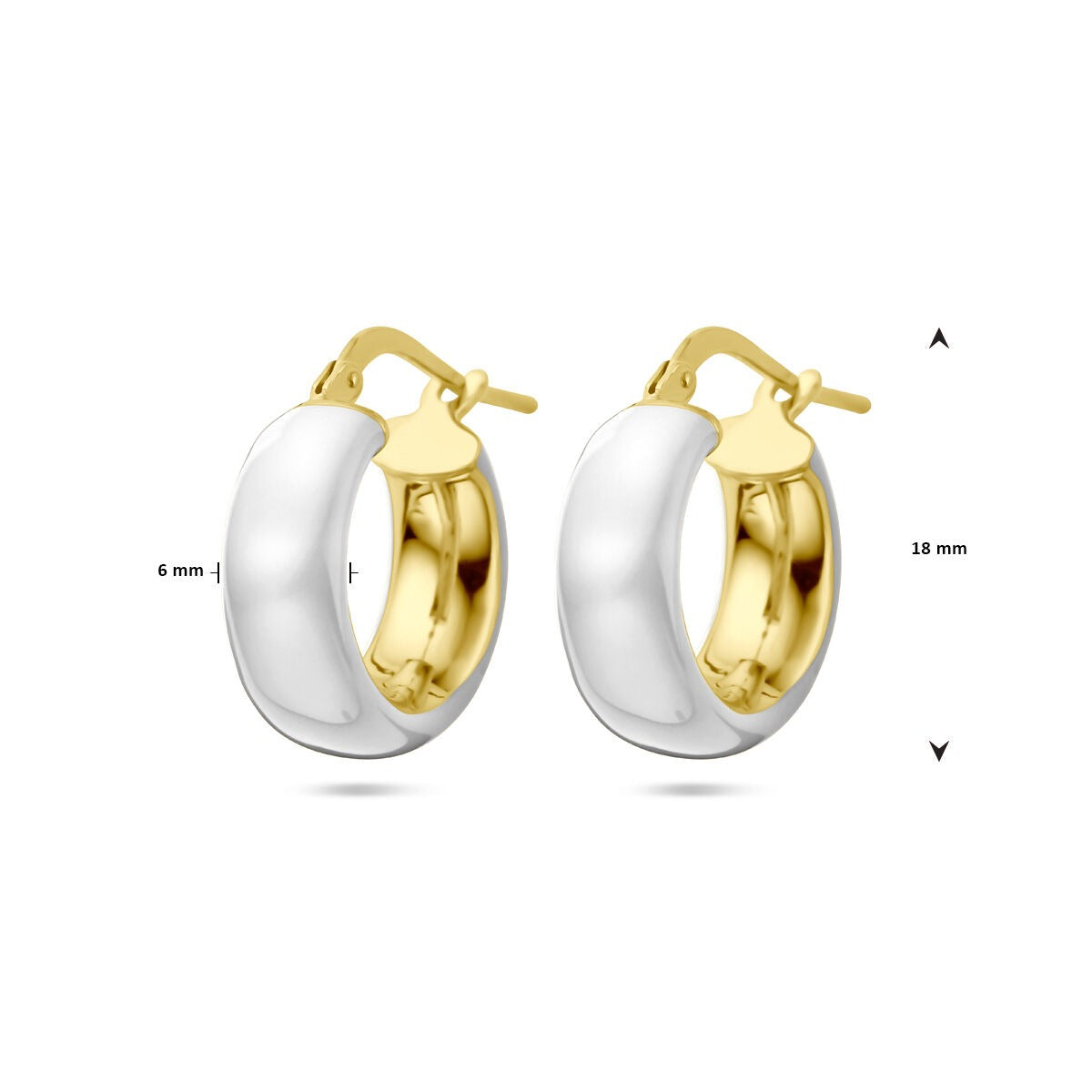Orecchini a cerchio in argento dorato con smalto bianco – oro giallo su argento 925