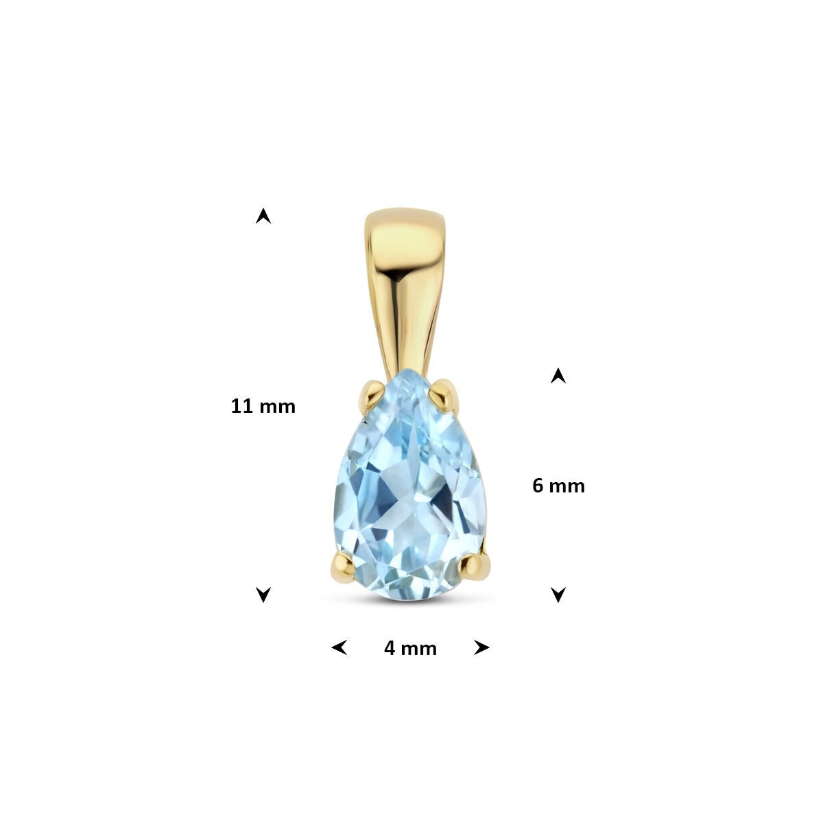 Ciondolo in oro giallo 14k con topazio blu