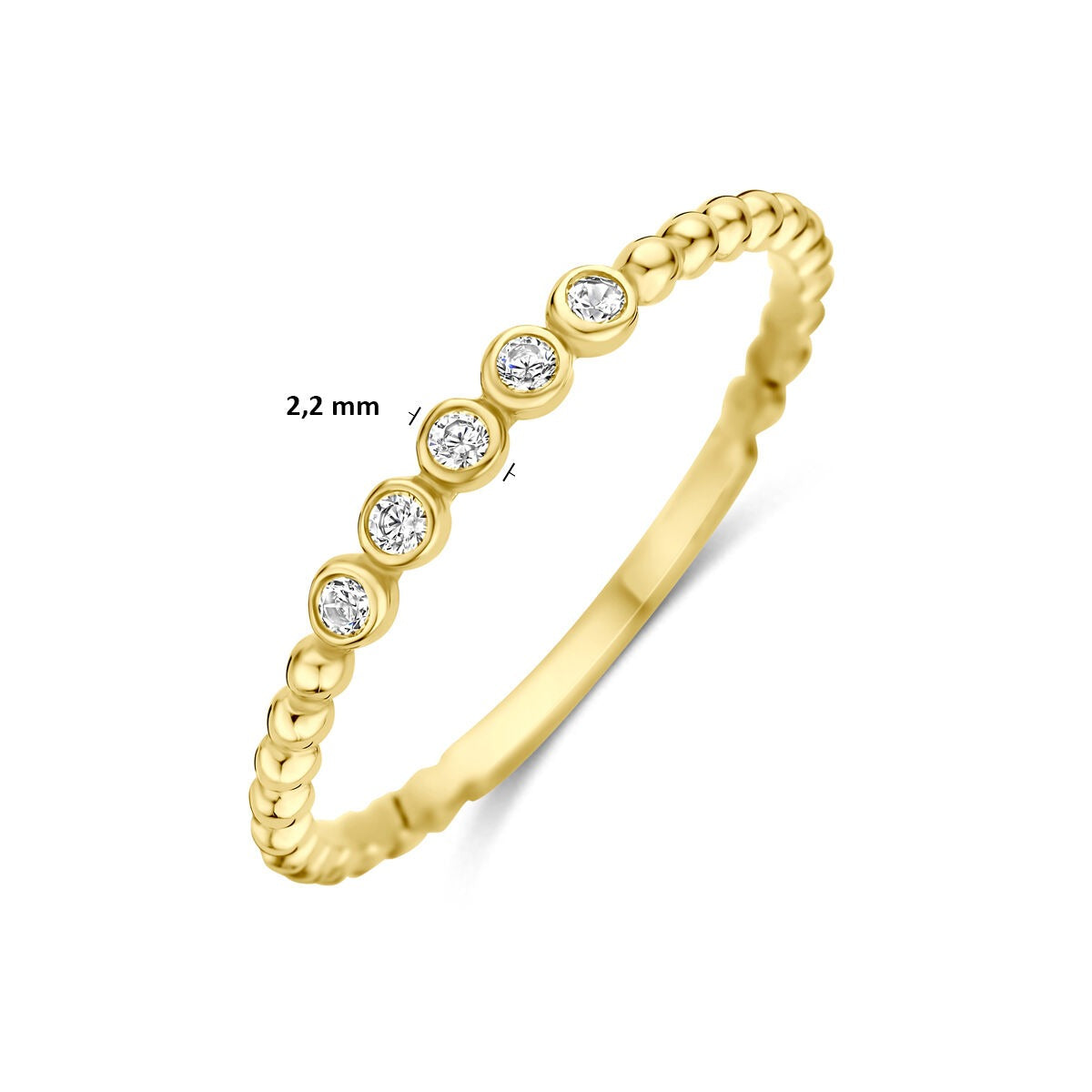 Anello in oro giallo 14k con zirconi entourage