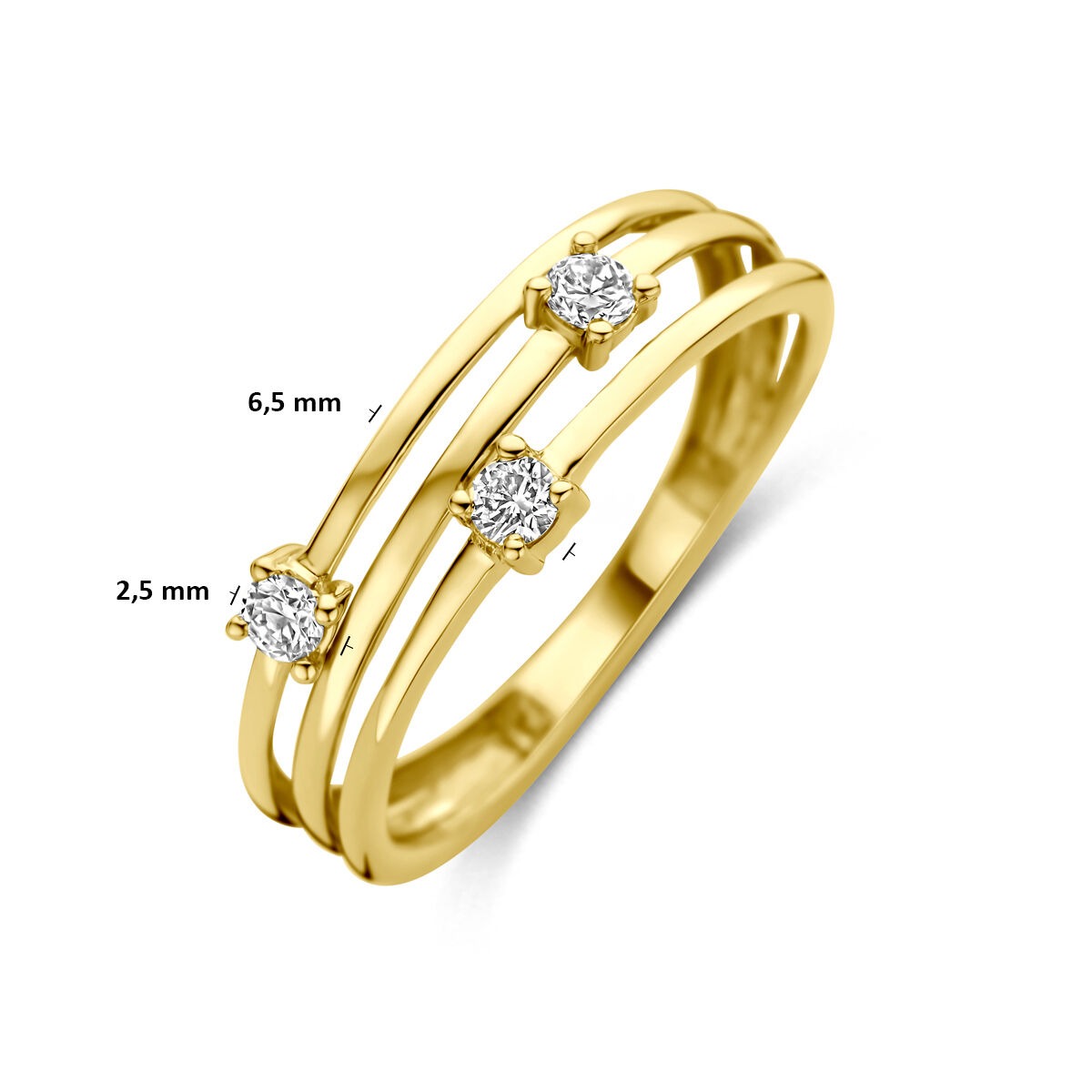 Anello in oro giallo 14k con diamanti lab grown