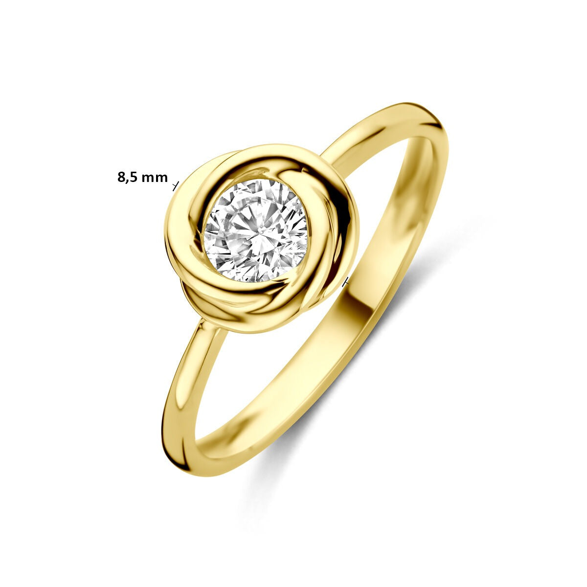 Anello da donna in oro giallo 14k con zirconi – anello solitario dal design classico