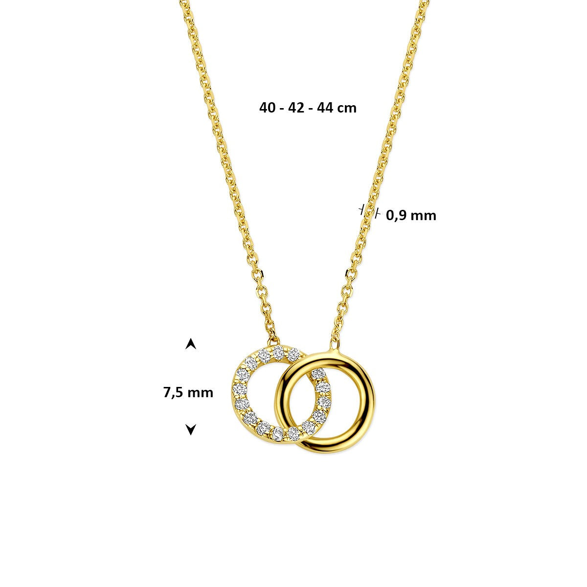Collana in oro giallo 14k con diamante lab grown 0,09ct