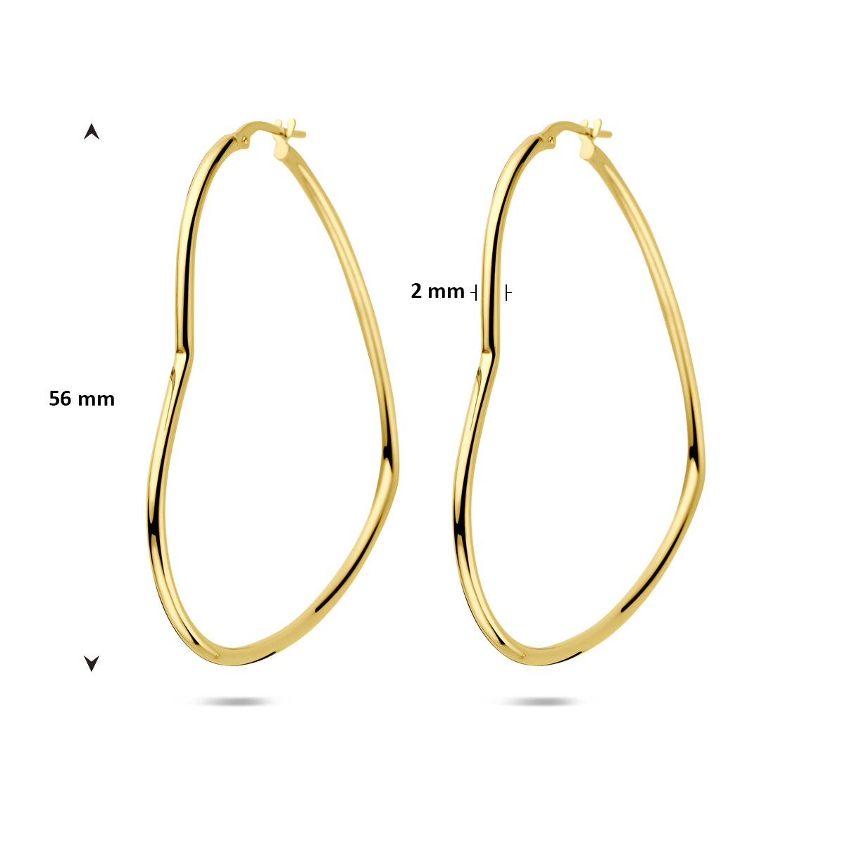 Orecchini a cerchio a forma di cuore in argento dorato da donna