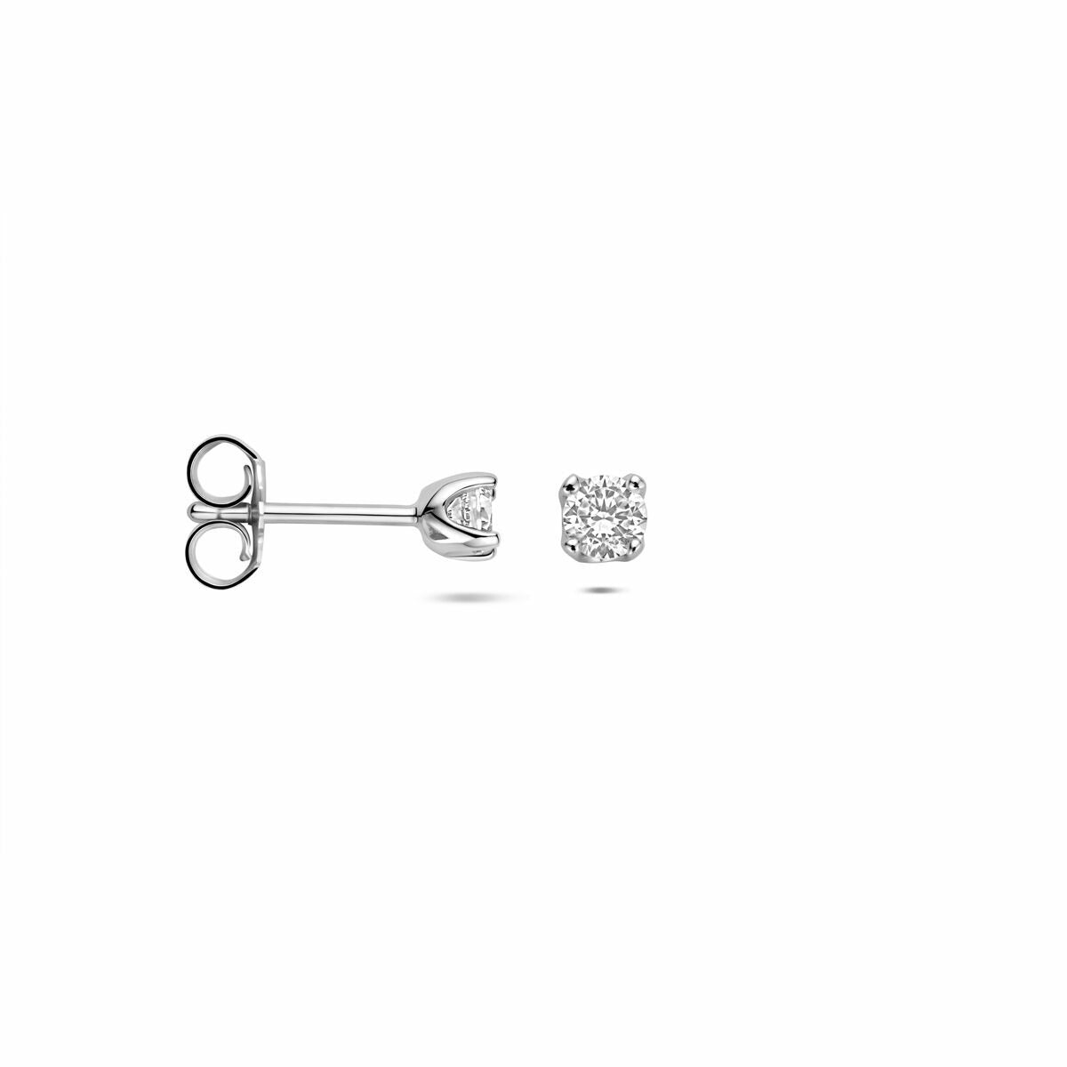 Orecchini a bottone in argento con zirconi – argento 925 rodiato