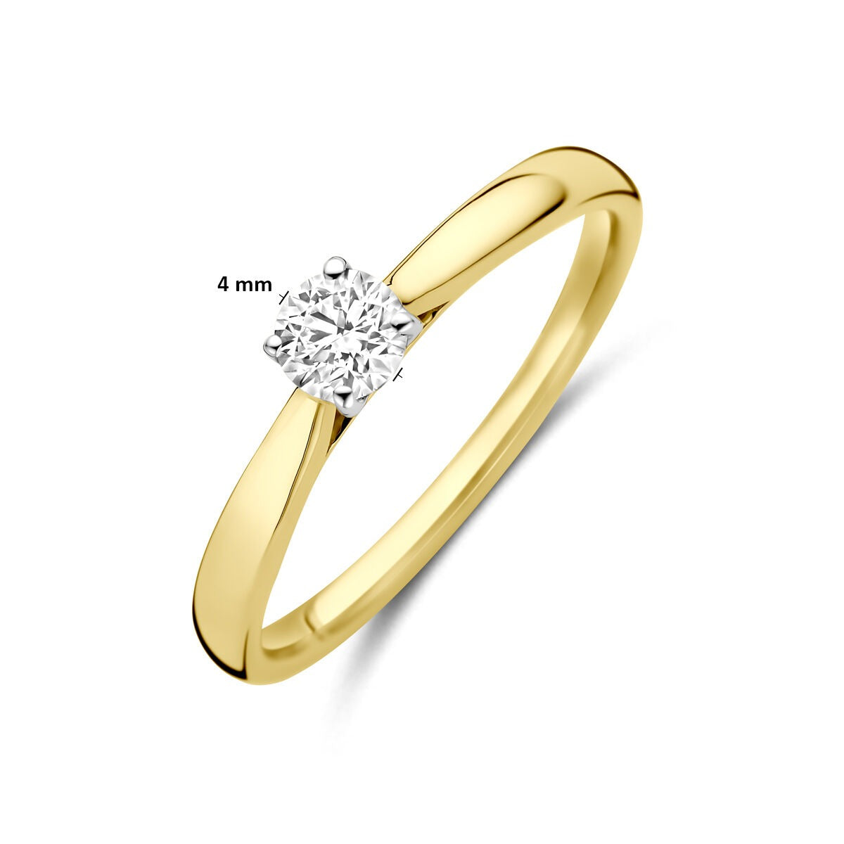 Anello bicolore in oro giallo e bianco 14k con diamante lab grown da 0.25ct