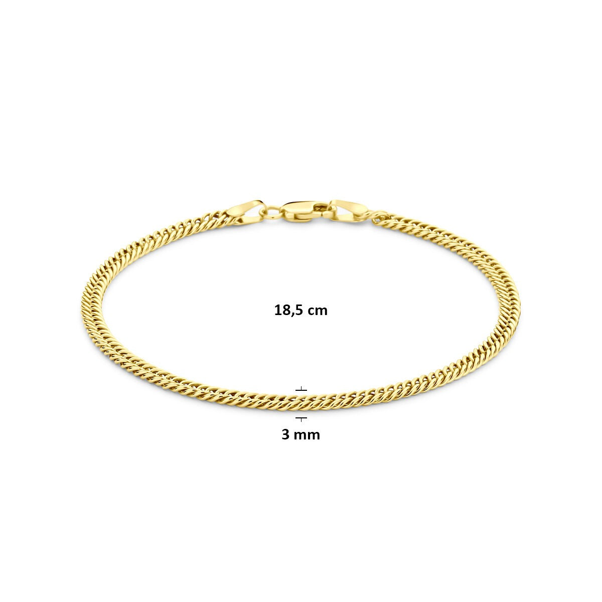 Bracciale in oro giallo 14k con anima in argento – maglia gourmette