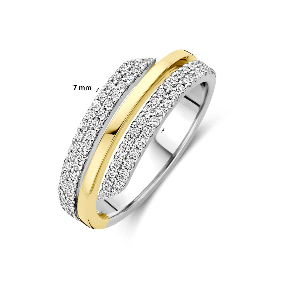Anello in oro bicolore 14k con diamante 0.40ct