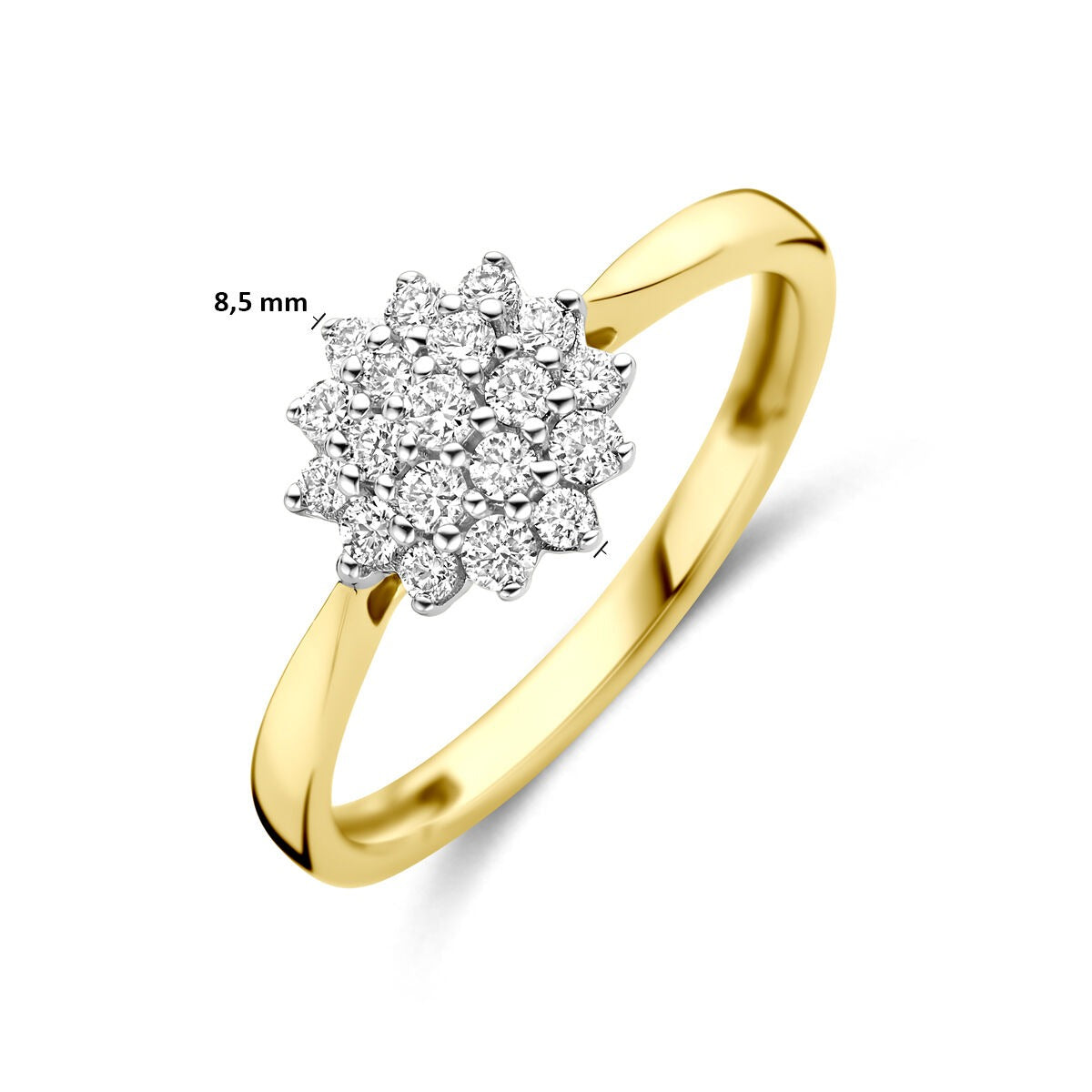 Anello bicolore in oro giallo e bianco 14k con diamante lab grown da 0,33 ct