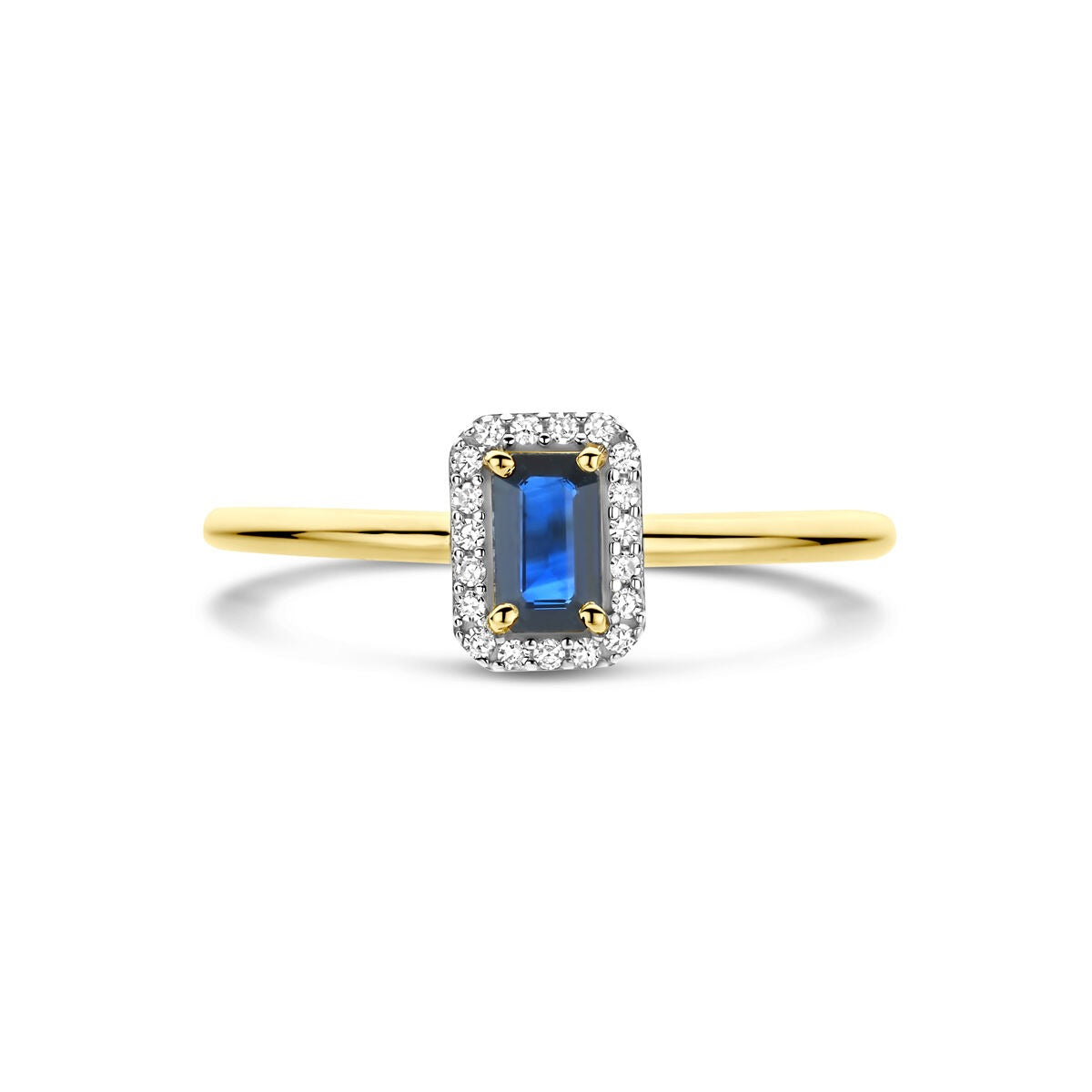 Anello in oro con zaffiro e diamante – 14k