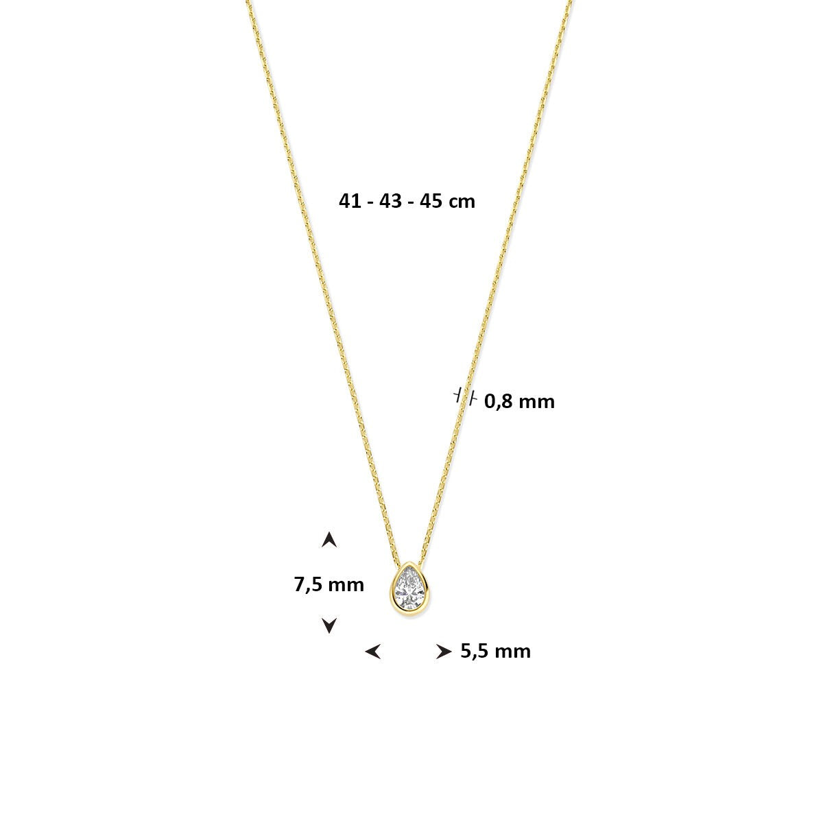 Collana in oro giallo 14k con zircone