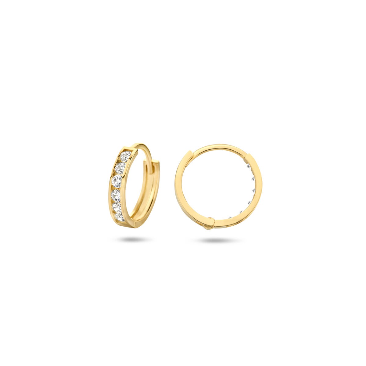 Orecchini a clip in oro giallo 14k con fila di zirconie – donna