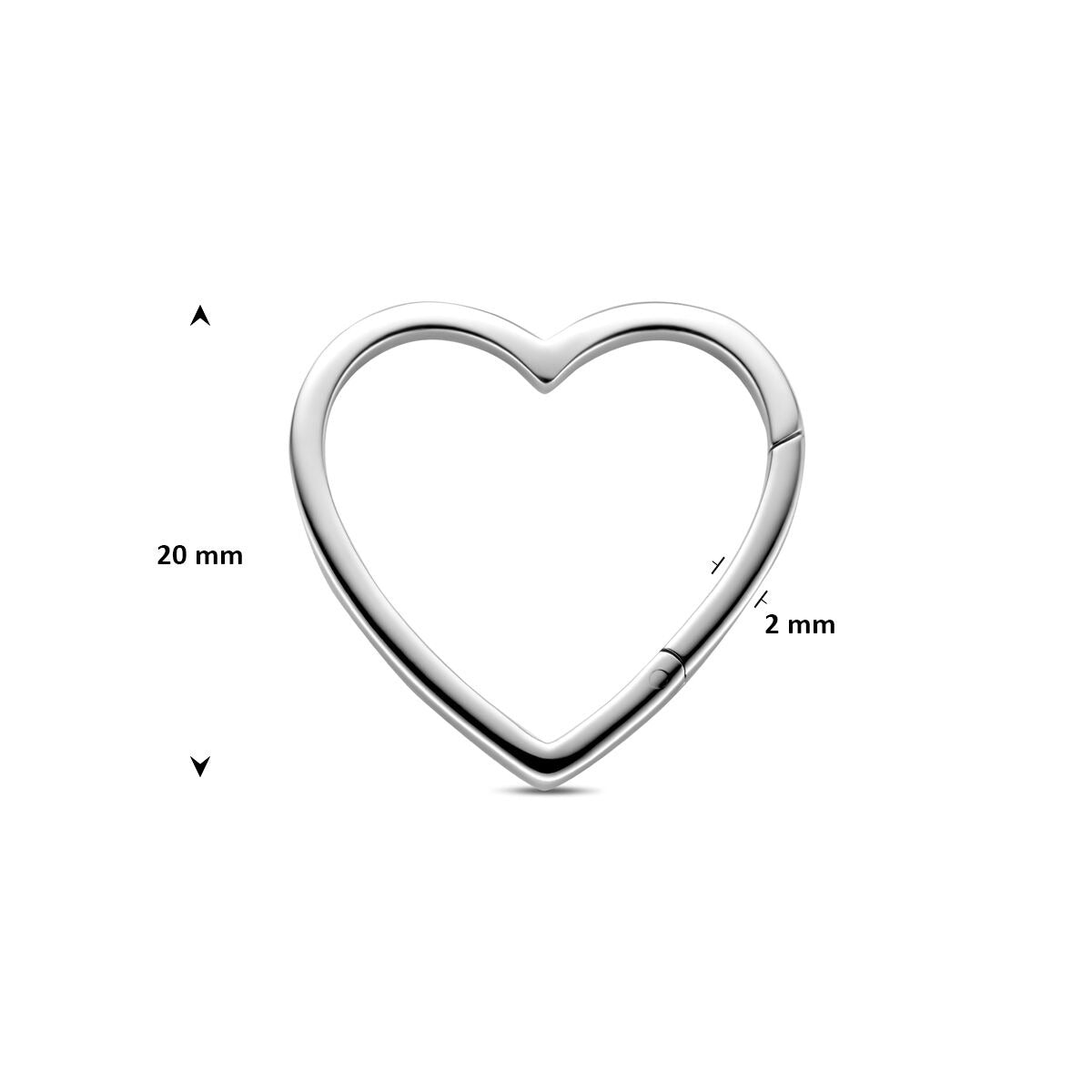 Connettore cuore in argento rodiato