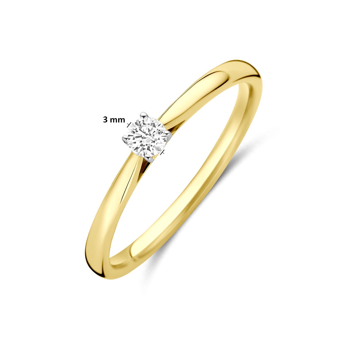 Anello bicolore in oro giallo e bianco 14k con diamante lab grown da 0,10 ct