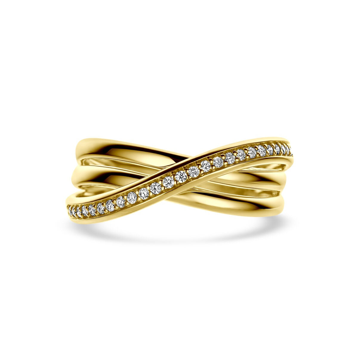 Anello Alliance in oro giallo 14k con diamante 0,16 ct