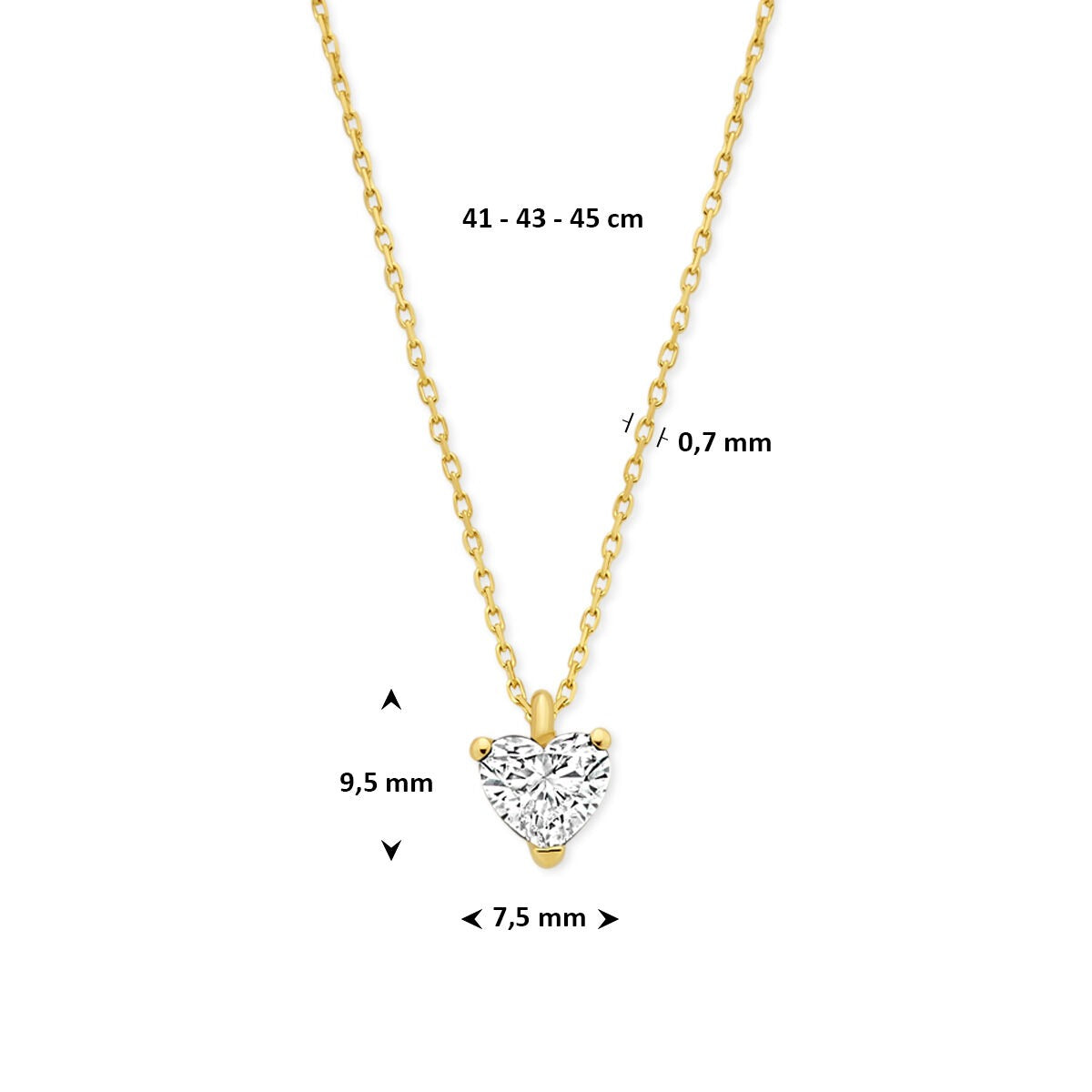 Collana in oro giallo 14k con diamante lab grown a forma di cuore 1.00ct