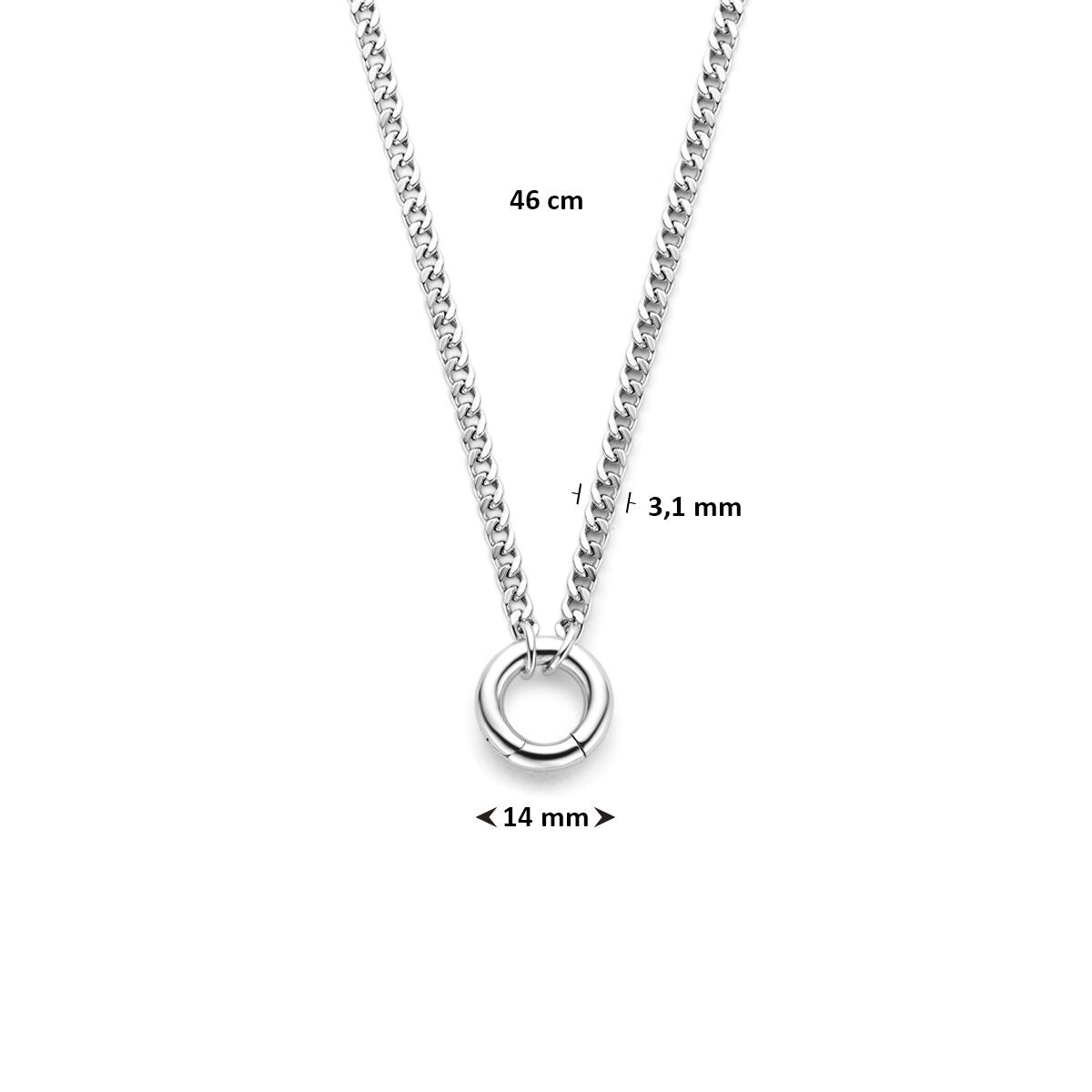 Collana Gourmette in Argento Rodiato con Connettore Rotondo