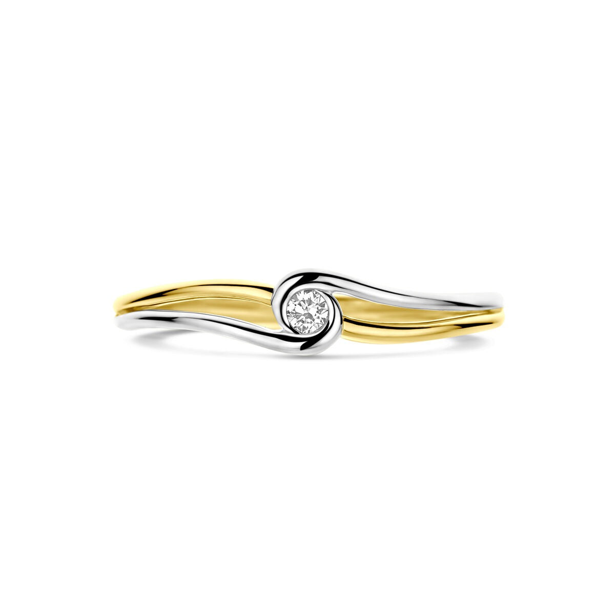 Anello da donna bicolore con diamante – 14k oro giallo e bianco