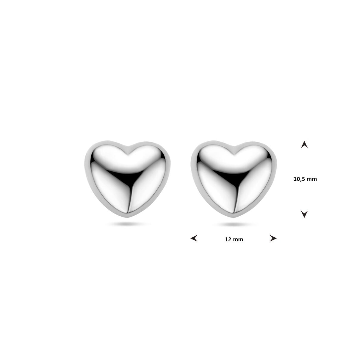 Orecchini a bottone cuore in argento – argento 925 rodiato