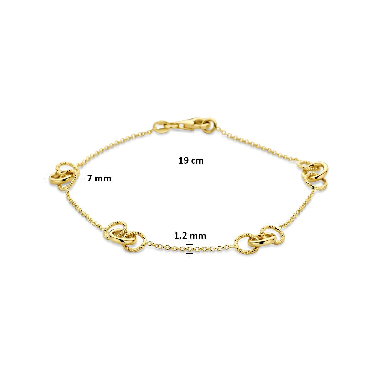 Bracciale da donna in oro con cerchietti – oro giallo 14k