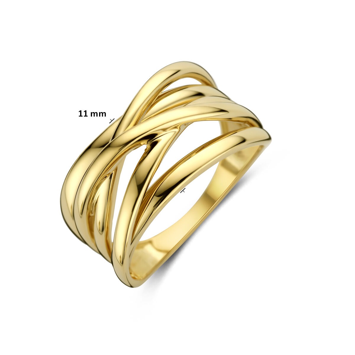 Anello da donna in oro giallo 14k con fascia larga 11 mm