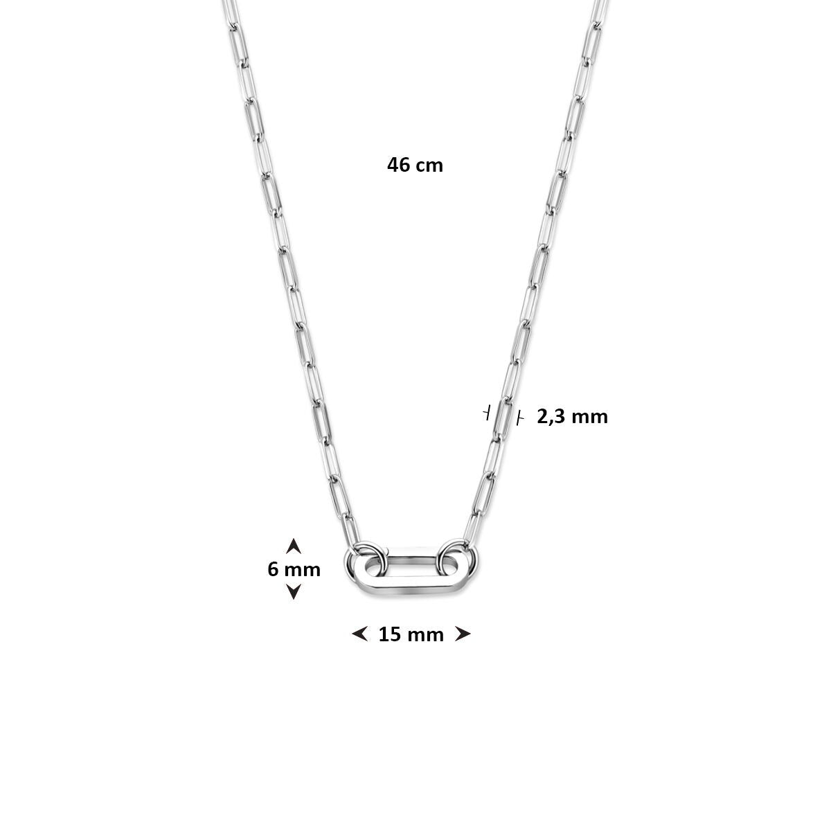 Collana paperclip in argento con connettore – argento 925 rodiato