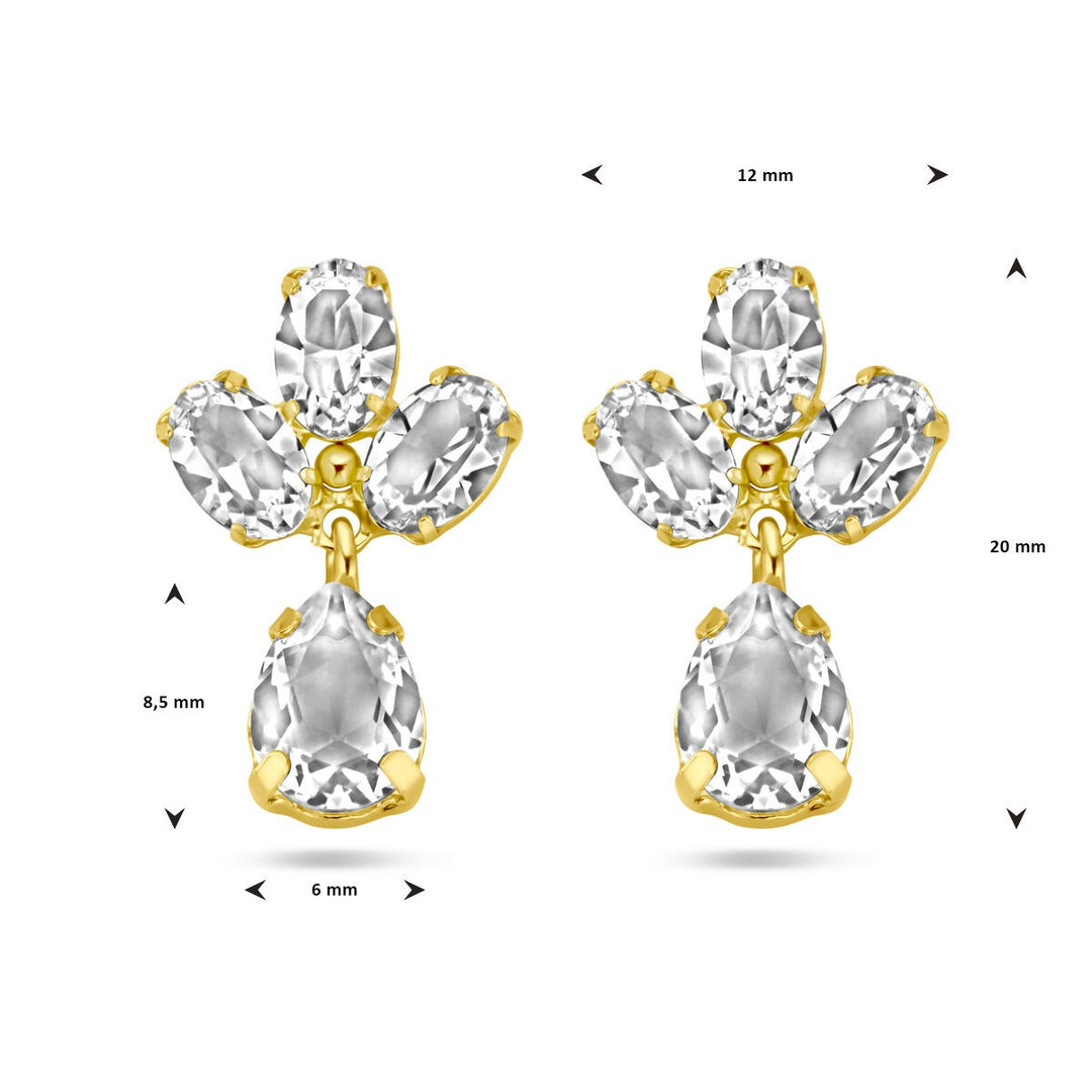 Verguld zilveren oorhangers met Swarovski kristal – geelgoud op 925 zilver