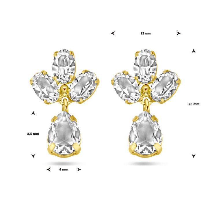 Verguld zilveren oorhangers met Swarovski kristal – geelgoud op 925 zilver