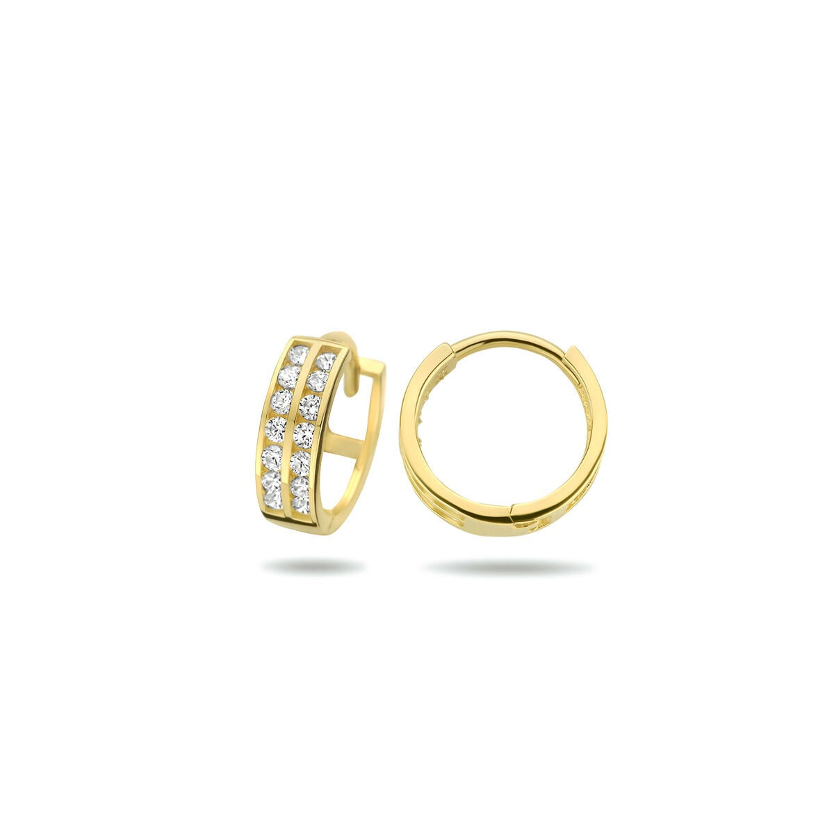 Orecchini a cerchio in oro con zirconia – colore oro giallo 9k