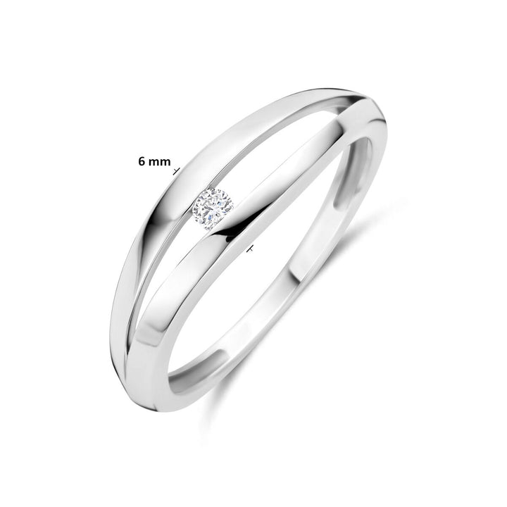 Zilveren damesring met lab grown diamant – 6 mm breed