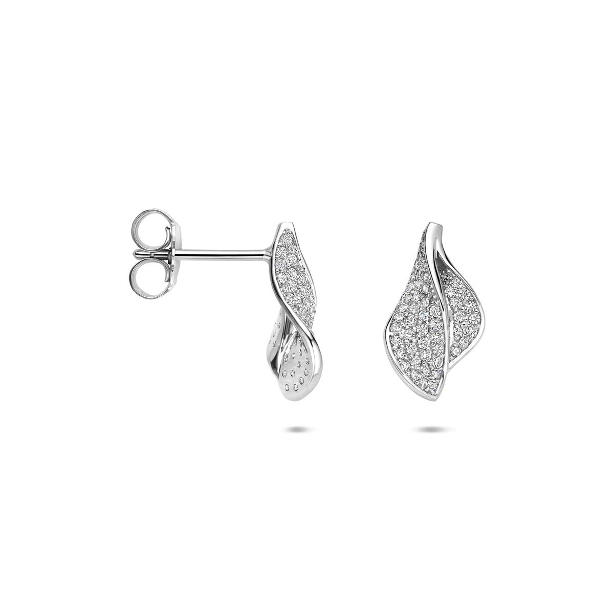 Orecchini a bottone in argento con zirconia – argento 925 rodiato