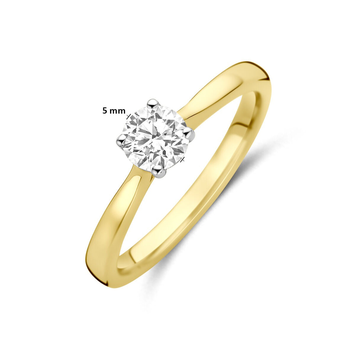 Anello bicolore in oro giallo e bianco 14k con diamante lab grown da 0,50 ct