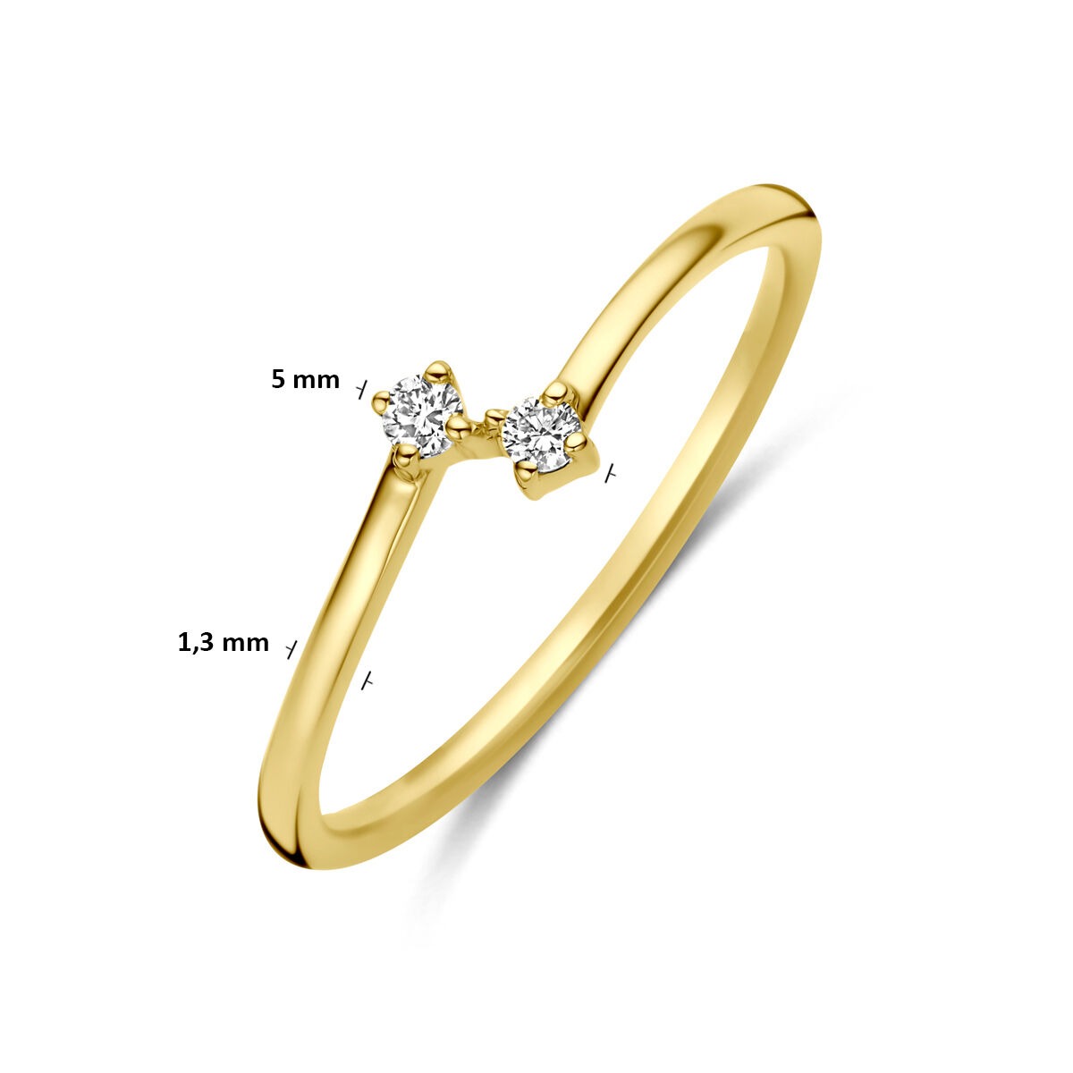 Anello in oro giallo 14k con diamante 0,05 ct