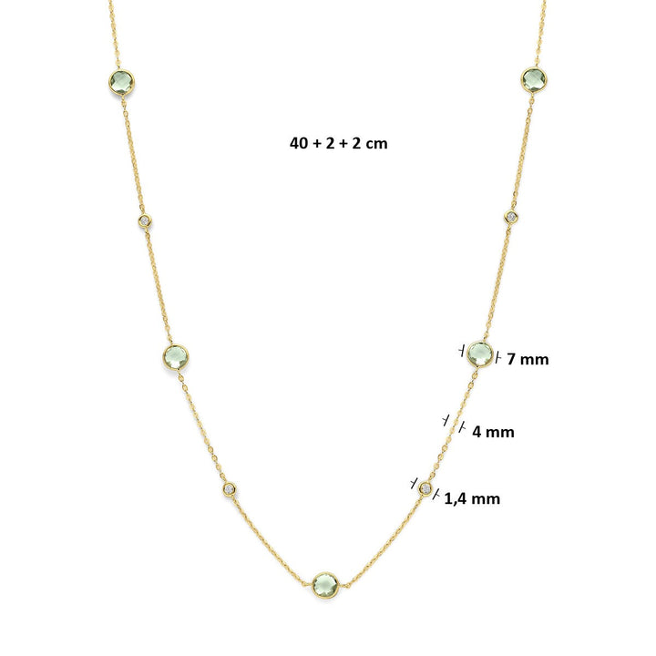 14k geelgouden collier met groene amethist en diamant 0,25 ct