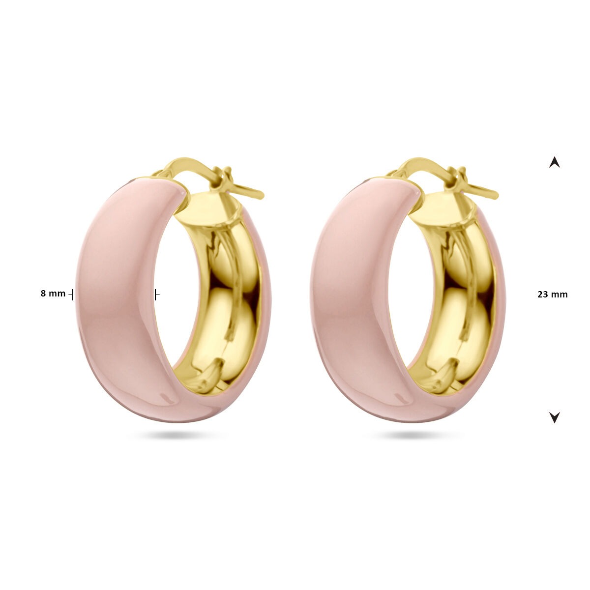 Orecchini in argento dorato con oro giallo e smalto rosa