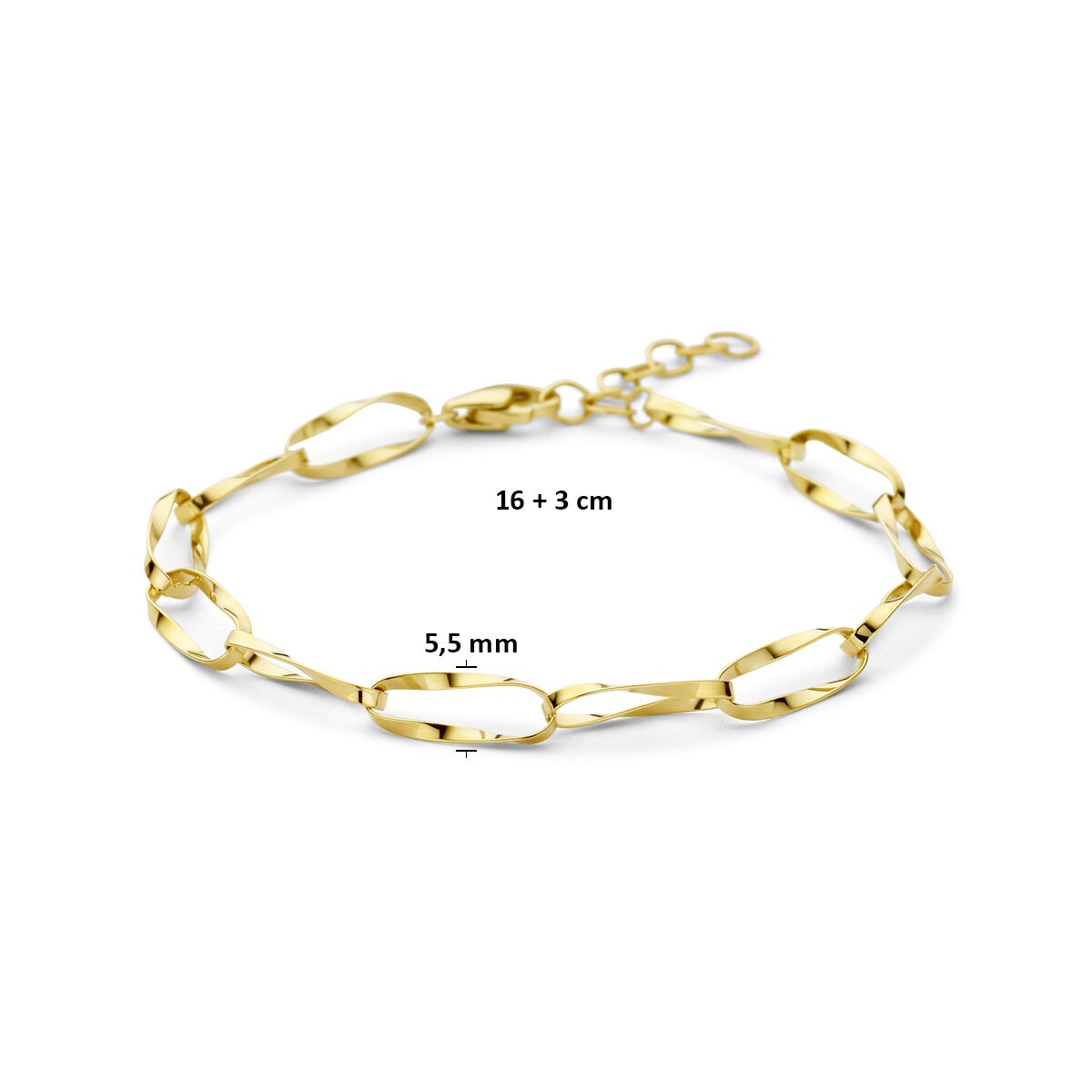 Bracciale da donna in oro giallo 14k a maglia ad ancora