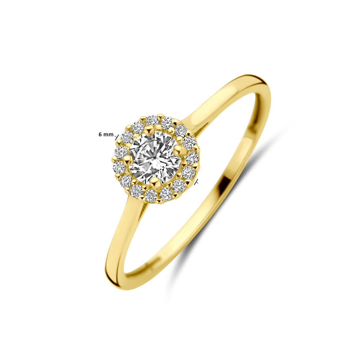 Anello da Donna in Oro Giallo 14k con Zirconi - Montatura a Corona