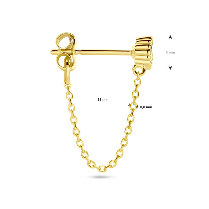 14k geelgouden oorknop met zirkonia – per stuk verkocht