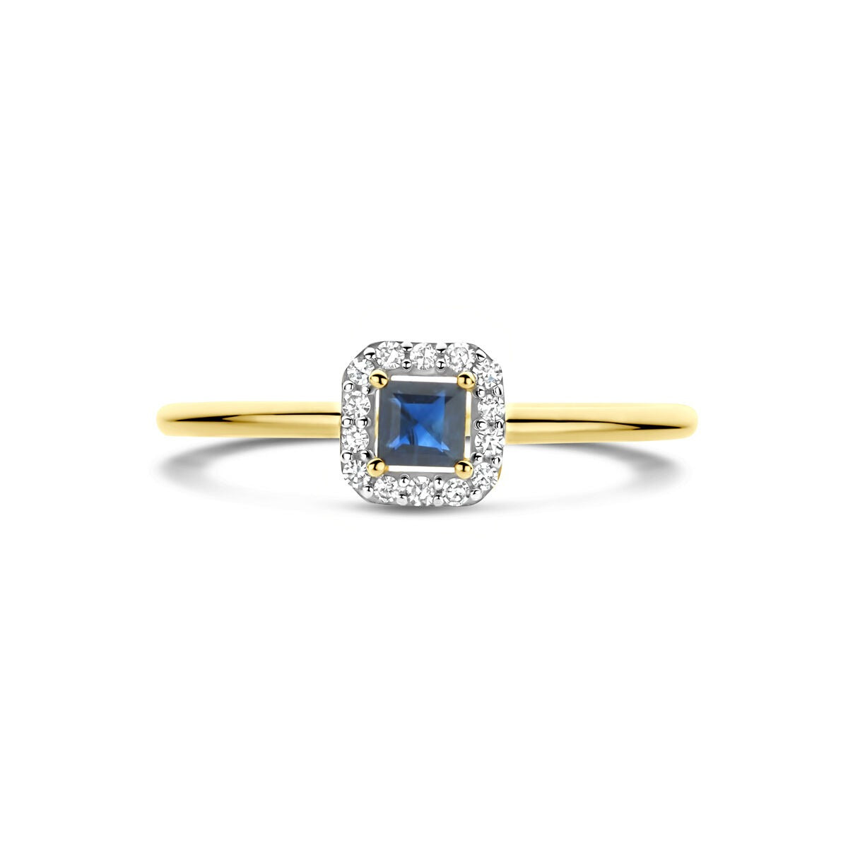Anello in oro con zaffiro e diamante – 14k