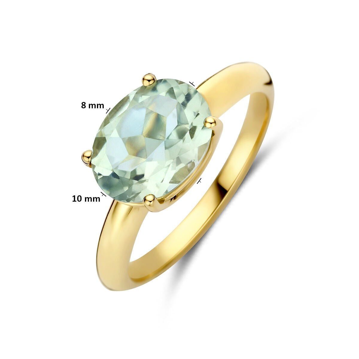 Anello in oro giallo 14k con ametista verde