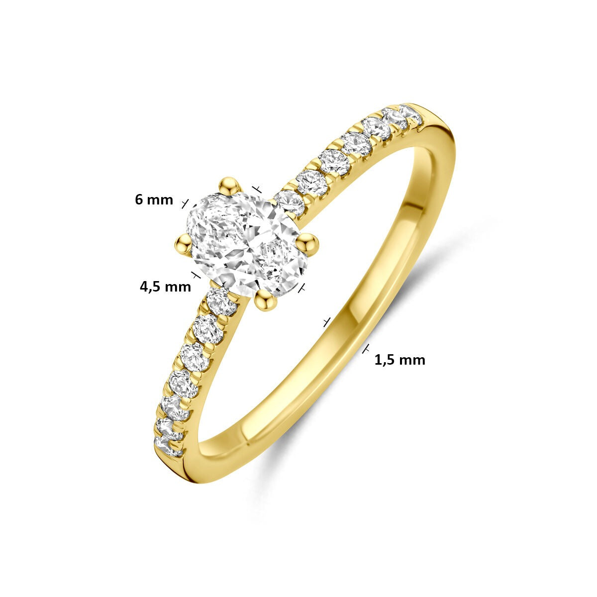 Anello in oro 14k con diamante lab grown – taglio ovale