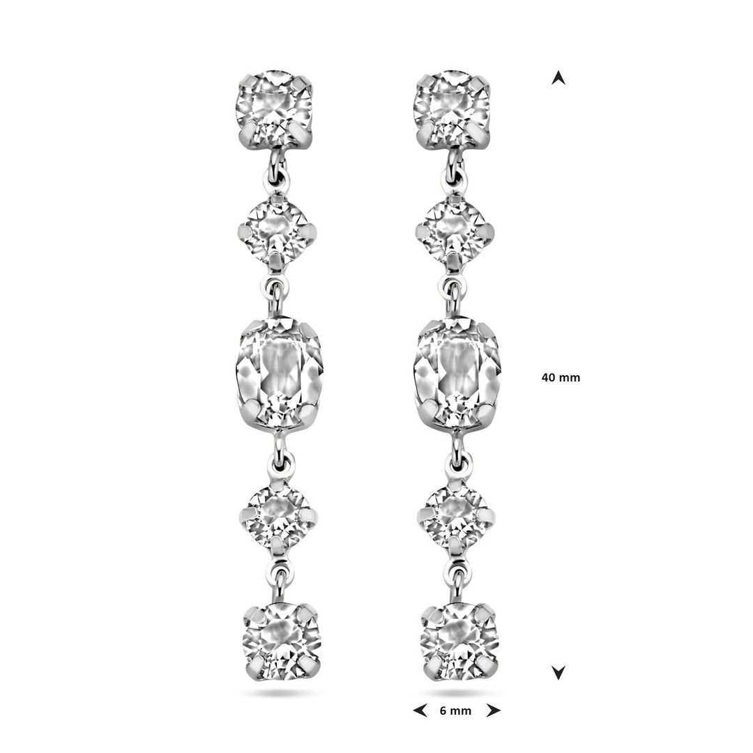 Gerhodineerd zilveren oorhangers met Swarovski kristal