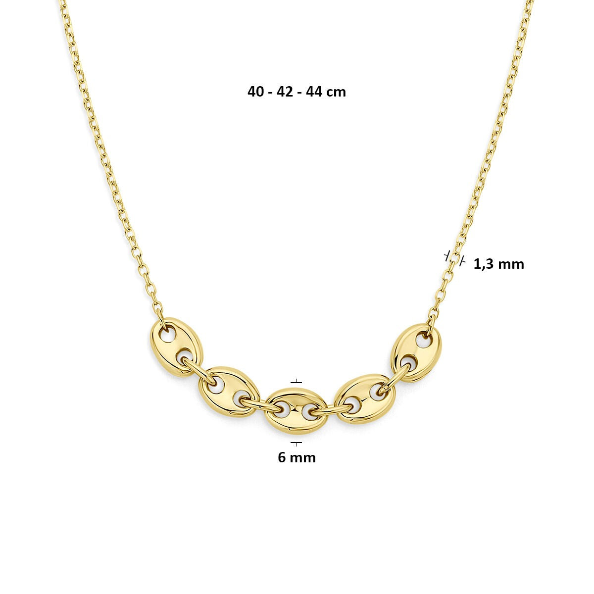 Collana chicco di caffè in oro giallo 14k