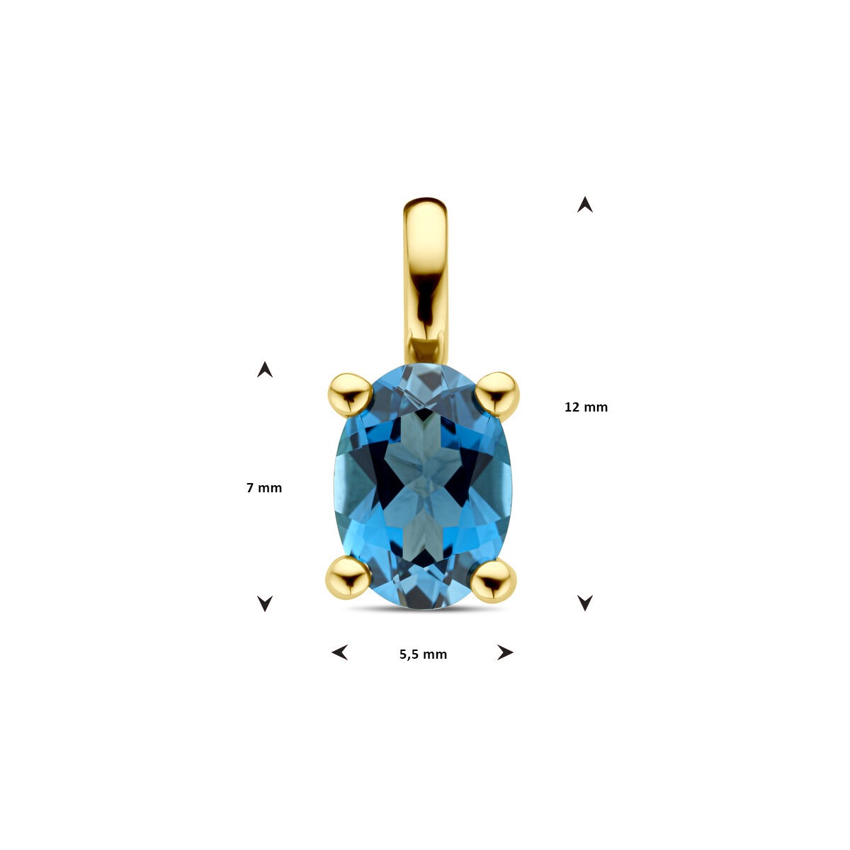 Ciondolo in oro giallo 14k con topazio London Blue