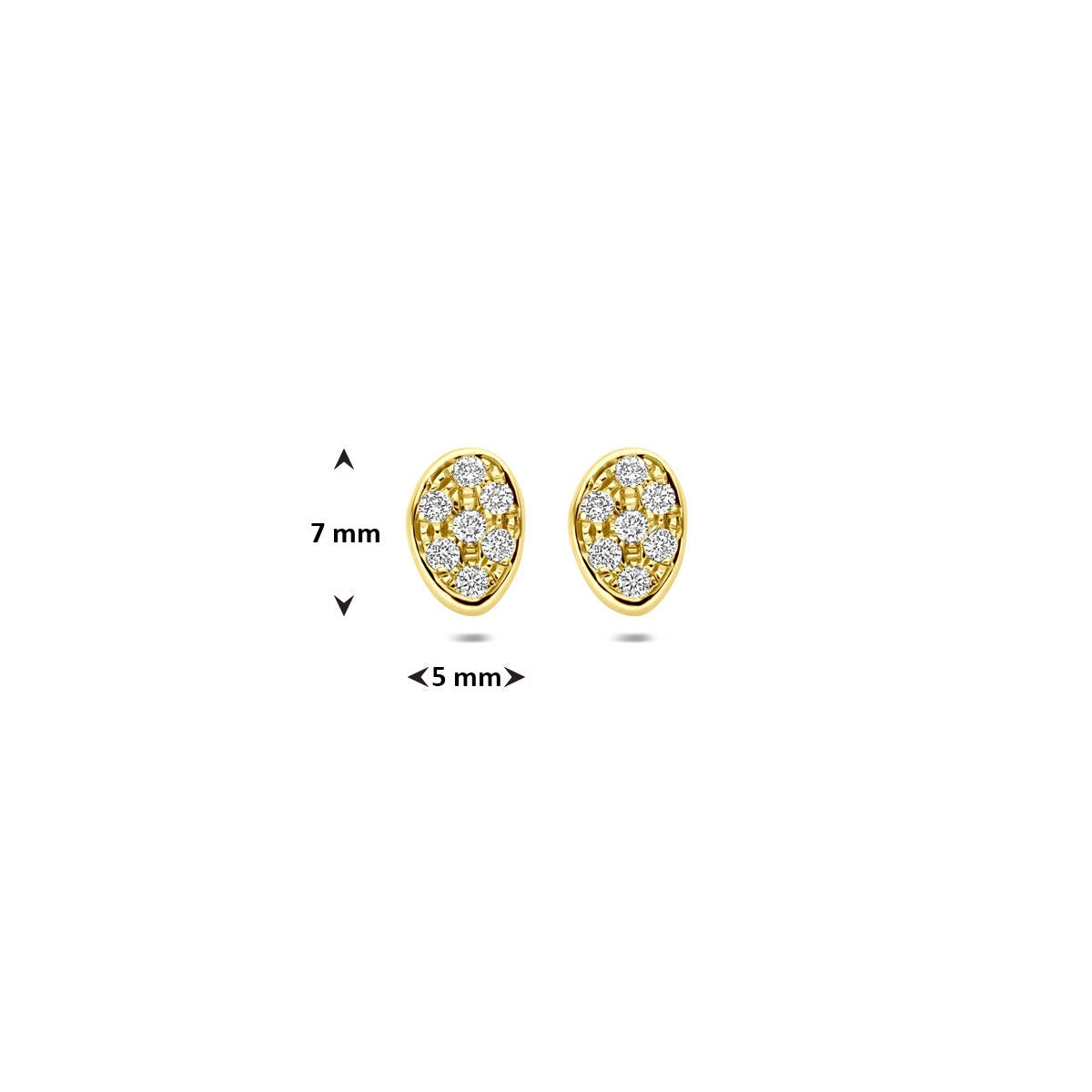 orecchini a bottone in oro giallo 14k con diamante incastonato a pavé