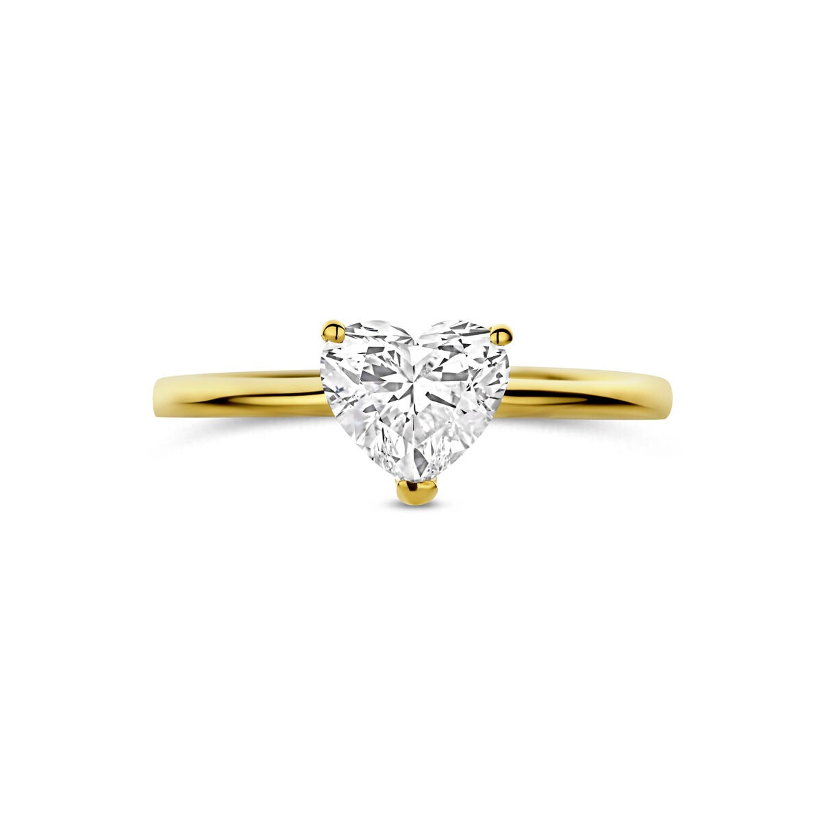 Anello in oro giallo 14k con diamante lab grown a forma di cuore 1.00ct