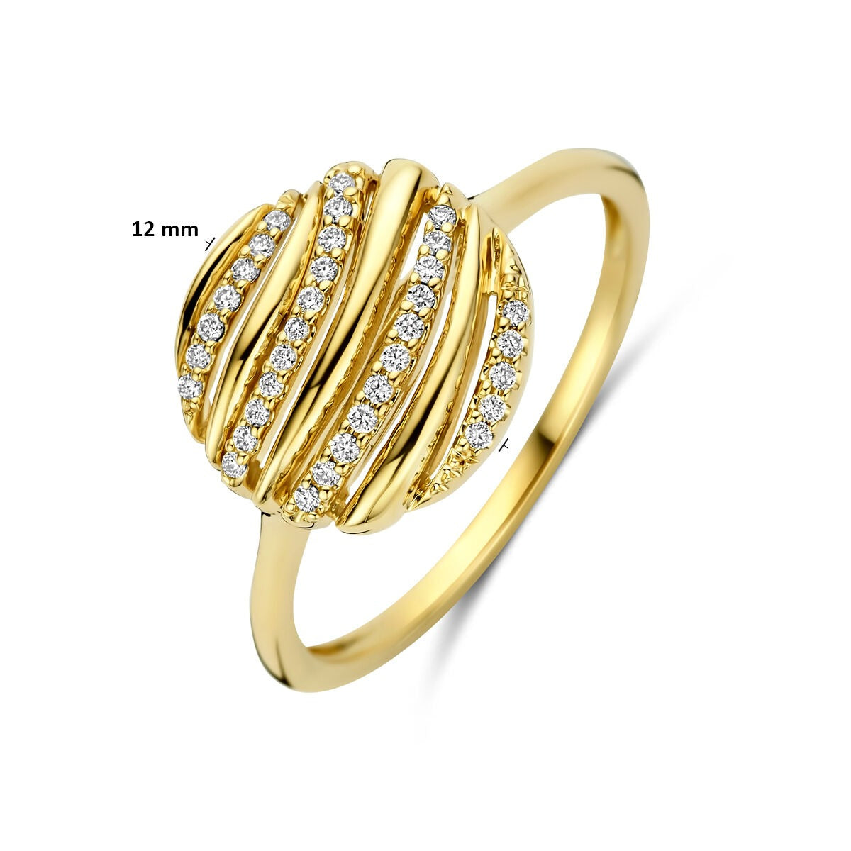 Anello in oro giallo 14k con diamante 0.09ct design rotondo
