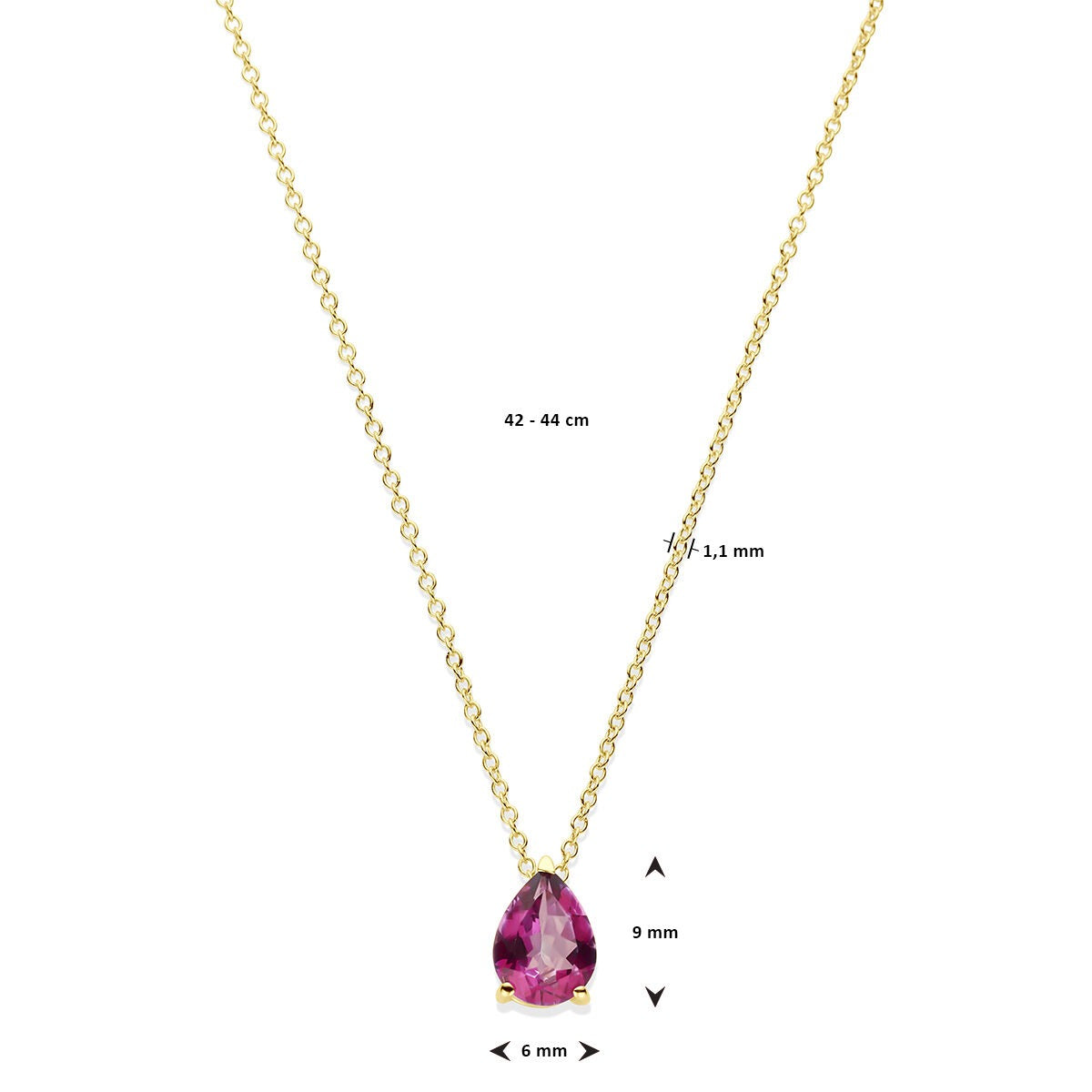 Collana in oro giallo 14K con topazio rosa