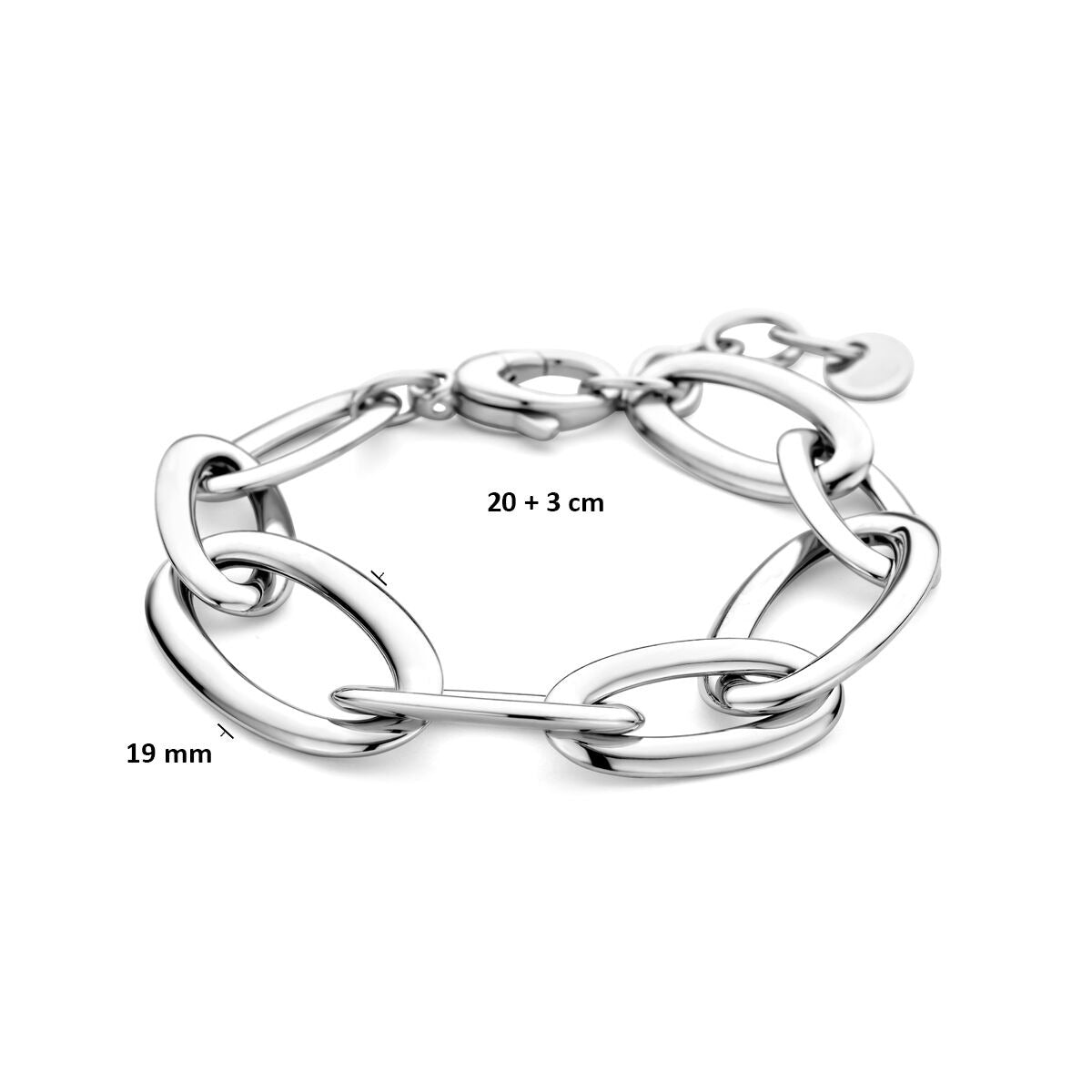 Bracciale da donna in argento rodiato – maglia ancora larga